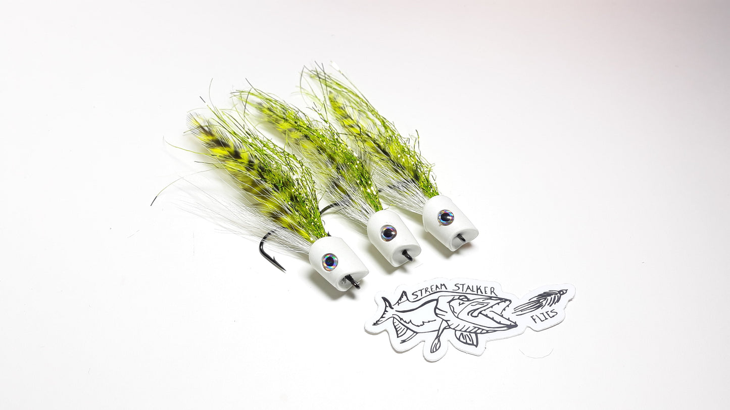 1/0 Micro Howitzer fly fishing topwater streamer pattern. largemouth smallmouth bass striper pike musky saltwater flies flymen fishing co fly tying usa tyer loon outdoors whiting farms