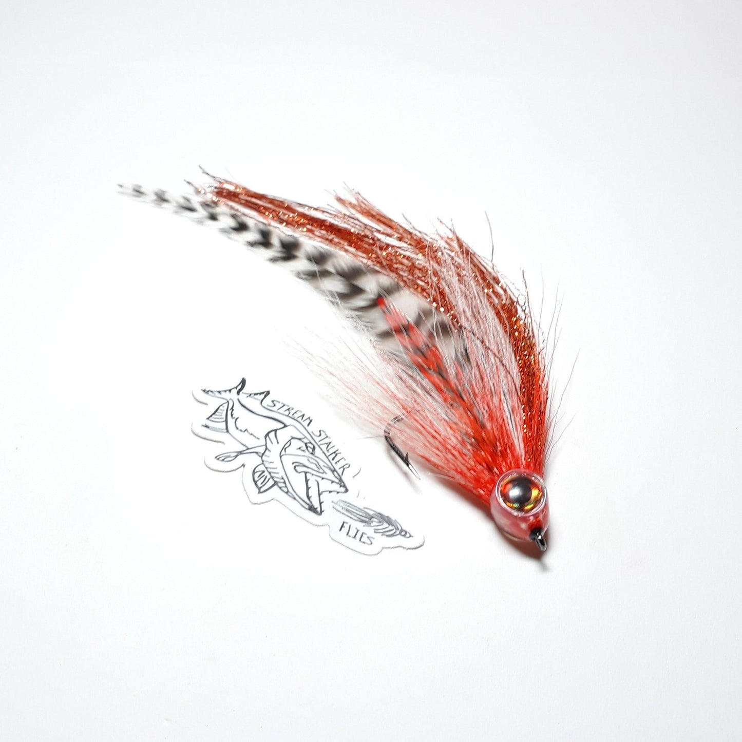 5/0 Musky fly Stream Stalker Flies Predator fly fishing patterns for muskie pike bass trout saltwater walleye fly patterns smallmouth largemouth white and orange