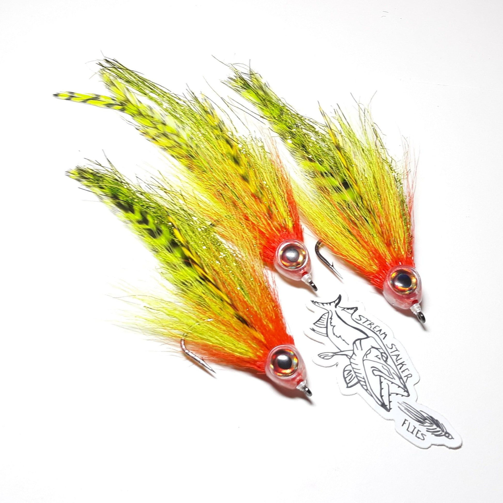 Stream Stalker Flies Predator Streamer Fly fishing Mini War Machine Baitfish Streamer Imitation Pattern Firetiger color musky pike bass fly fishing streamer flymen fishing co. Smallmouth largemouth saltwater on the fly