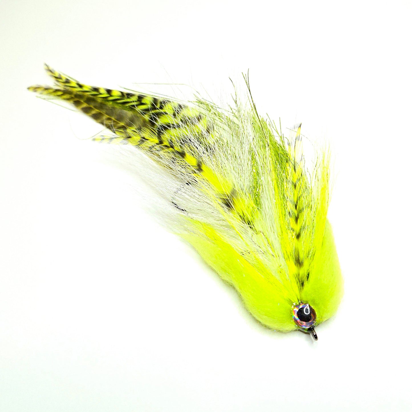 12 Inch Esox Toothpick Musky Fly in White and Chartreuse