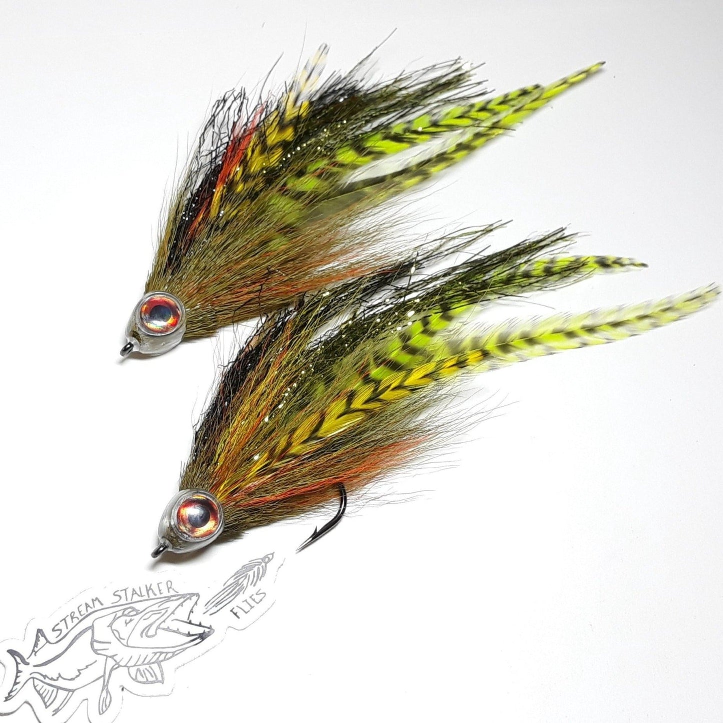 Stream Stalker Flies 5/0 Predator Streamers bluegill pattern fly fishing for musky bass pike trout saltwater flymen fishing co. material fish skull mask north woods midwest muskie