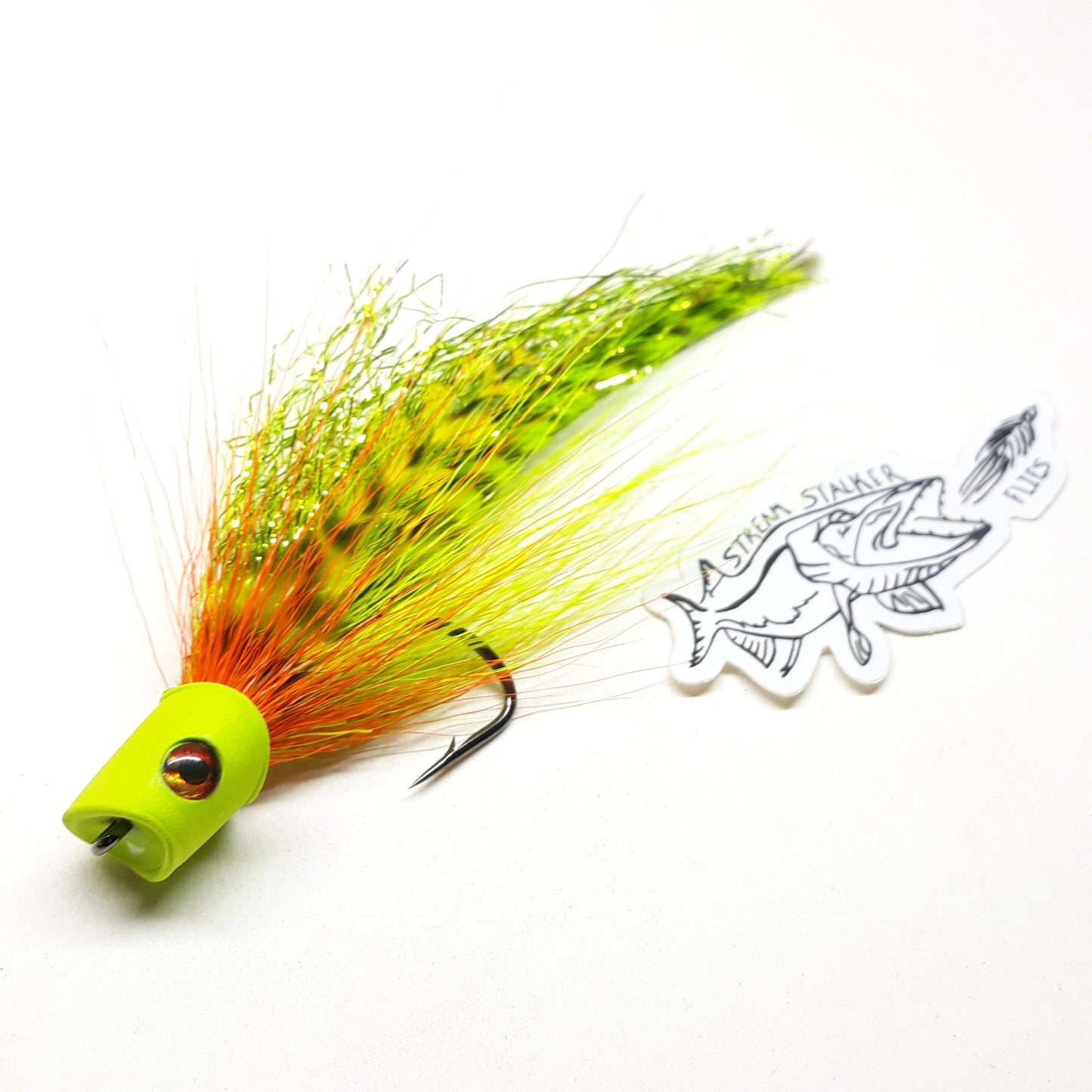 Stream Stalker Flies Mini Howitzer 3/0 fly fishing pattern topwater bass muskie pike salt largemouth smallmouth flymen fishing co surface seducer foam floating head firetiger